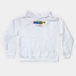 Reading skyline in watercolor Kids Hoodie